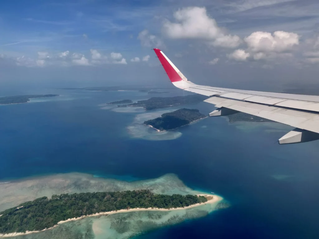 Aerial view of the Andaman Islands from Bangalore to Port Blair flight